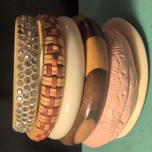 Lot Of Vintage Mixed Material Bangles Bracelets